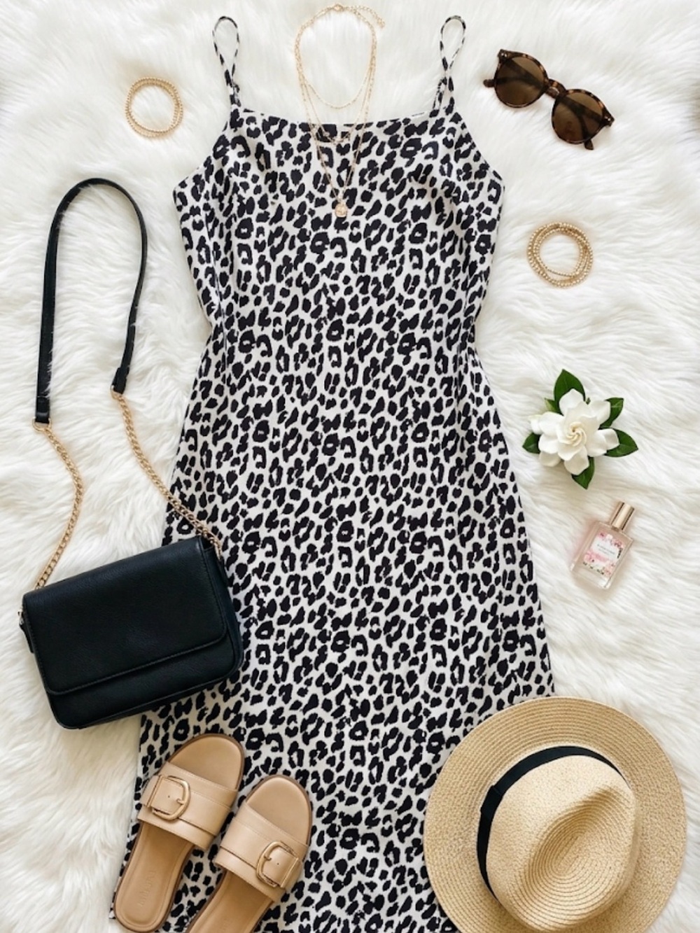 Leopard Print Midi Slip Dress